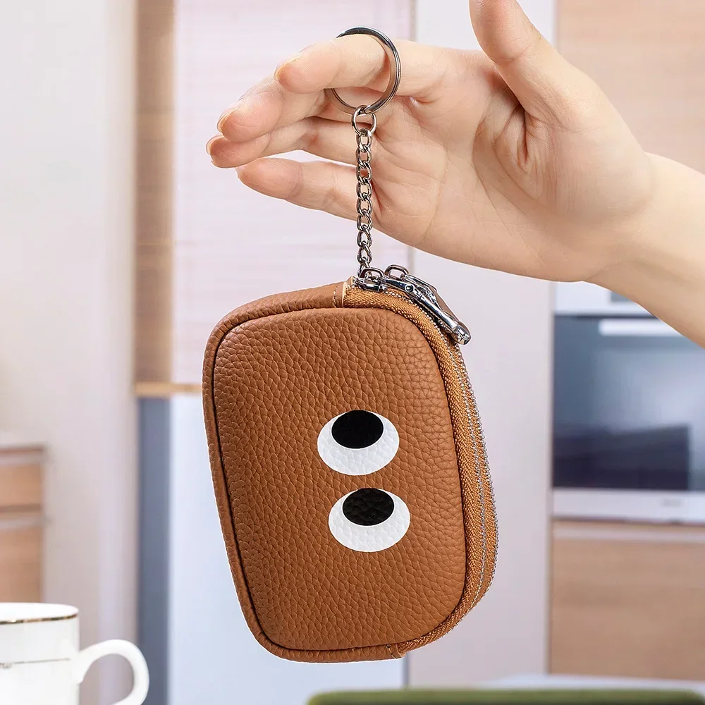 

Women Cartoon Cute Coin Purse Genuine Leather Female Double Zip Travel Organizer Pouch Women Mini Storage Bag Small Wallets New