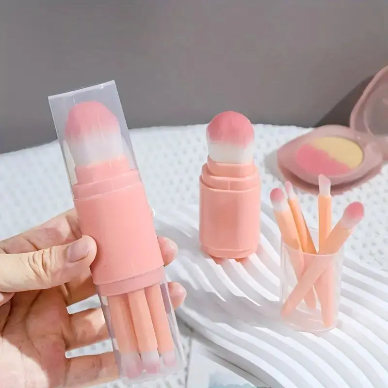 ชุดแปรงชุดแต่งหน้าชุดเล็ก5-in-1ดีไซน์แบบยืดหดได้พร้อมแปรงทรงกระบอกเครื่องมือความงามแบบพกพาที่หรูหราสำหรับใช้ในบ้านและในการเดินทางใช้งานง่าย