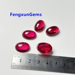 Blood Red Corundum 4x6~18x25mm 1/3/5pcs Oval shape Flat Back Cabochon Loose Synthetic 5# Ruby Beads For Woman's Ring Necklace