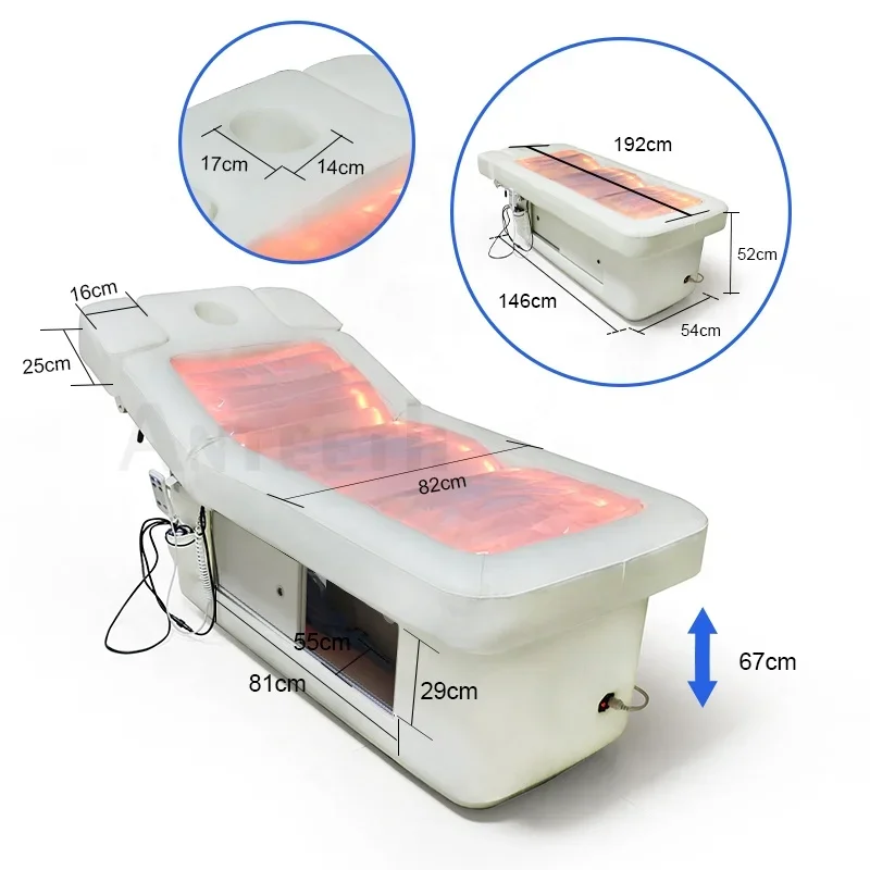 Luxury Beauty Salon Massage Water Bed Heating Function Water Massage Bed Table Electric 2 Motors Water Bed Massage