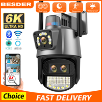 BESDER IP Camera 6K 9MP HD WiFi Outdoor Camera 8x Zoom Three Lens Dual Screen Waterproof Security CCTV Video Surveillance Camera