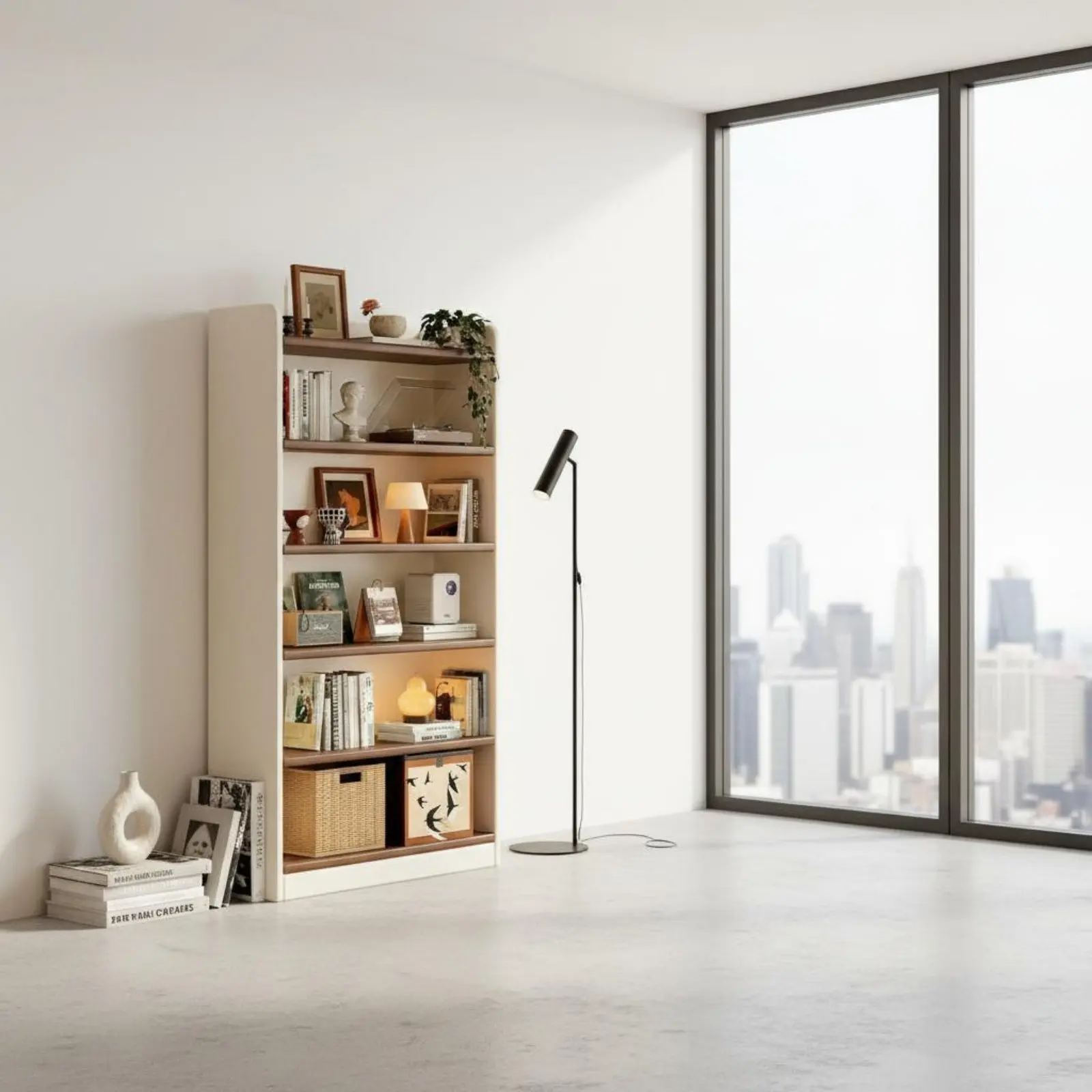 Multi-Tier Book Organizer Large Capacity Wooden Book Organizer Tall Narrow Shelving Single-Unit ENF Grade Sustainable Wood Panel