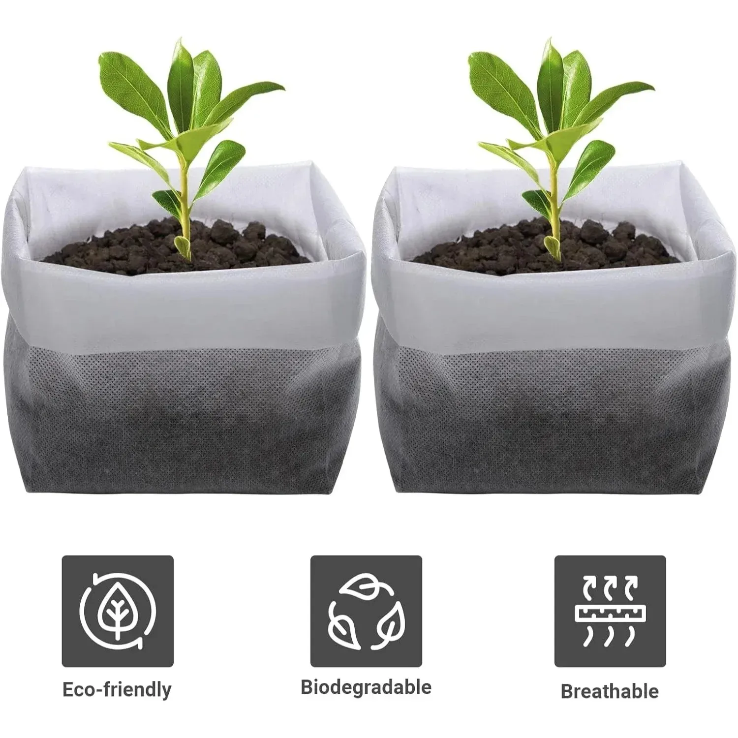 breathable water permeable non woven fabric plant grow bags, seed starting planter bags for vegetables flowers seedlings garden