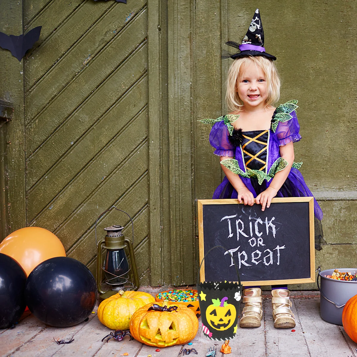 

4Sets DIY Handbags Material for Kids Halloween Candy Bag Kits Lightweight Durable Reusable for Parent-Child Interactive