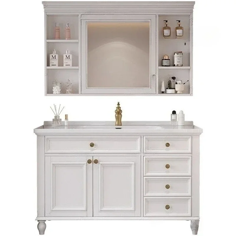 American oak bathroom cabinet combination integrated ceramic basin bathroom solid wood washstand floor-to-ceiling high-end