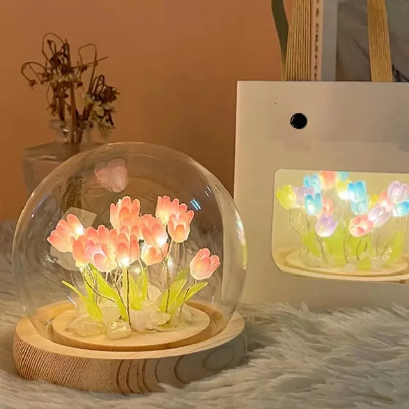 Zestaw DIY Mini Tulipany LED – Urocze dekoracje do domu, prezenty urodzinowe, idealne dla dziewczynek, rodziny, przyjaciół, dzieci i na Boże Narodzenie