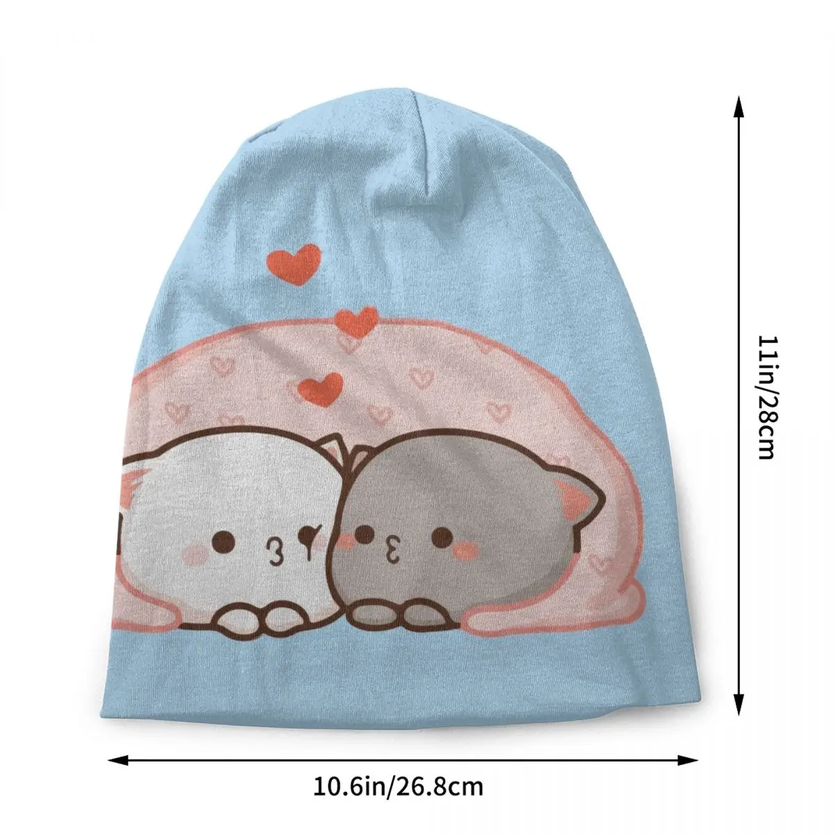 Cute Couple Cat Mochi Peach And Goma Beanie Cap Unisex Winter Warm Bonnet Femme Knitting Hats Outdoor Skullies Beanies Caps