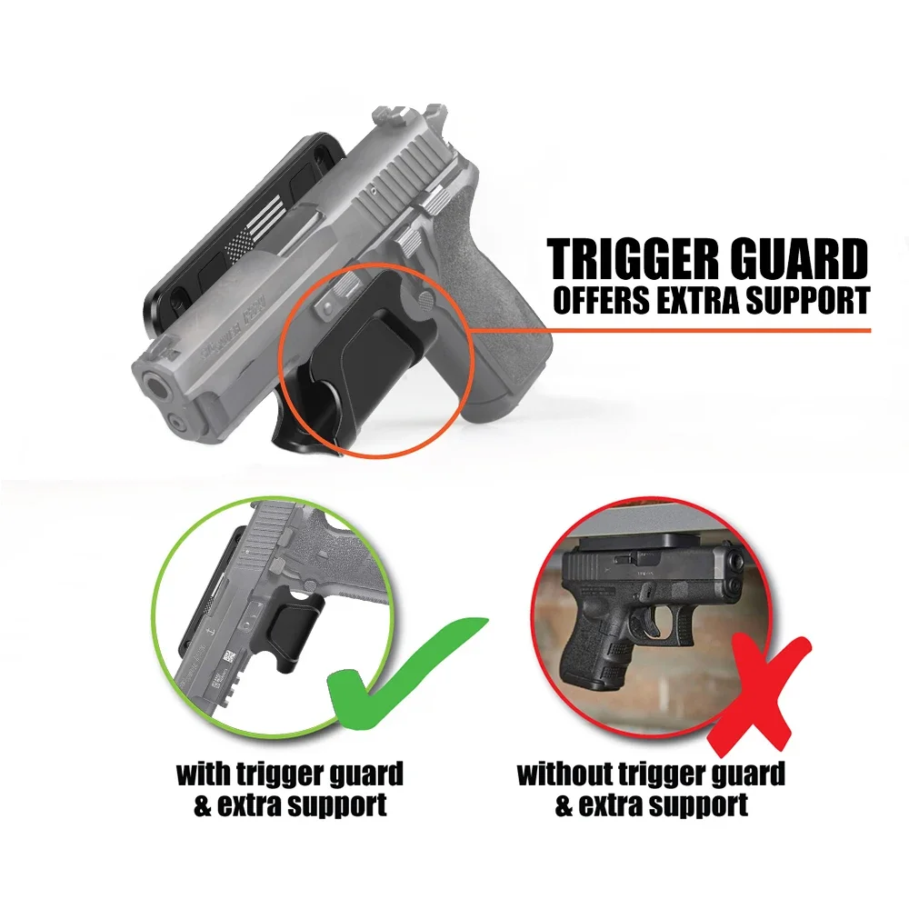 Gun Magnet Mount Holster For Glock, CZ, Rifle, Shotgun Guns Accessories With Safety Trigger Guard Protection Magnetic Gun Mount