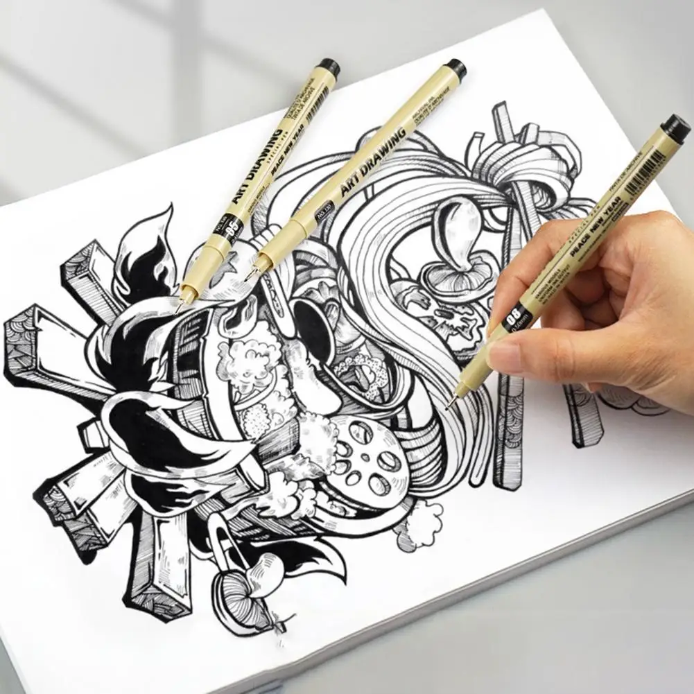 إبرة قلم رسم مضاد للماء ، مجموعة Fineliner ، 12 عرض خط مختلف للفنانين والتوضيح والرسم