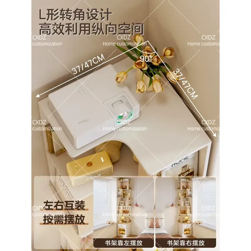 Creative solid wood cream wind bedside table bookshelf integrated household bedroom small apartment storage cabinet bedside