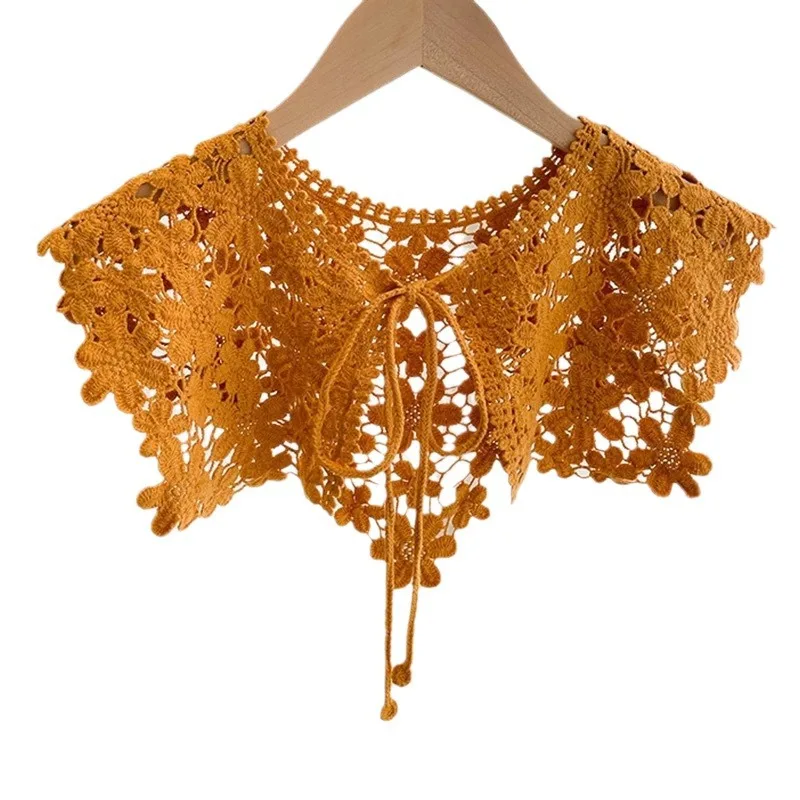 Nowy koronkowy wydrążony szal dla kobiet, stylowy i wszechstronny, z małą kamizelką na ramieniu i imitacją kołnierzyka