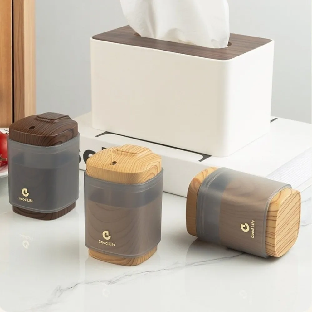 

Portable Push Automatic Toothpick Dispenser Pop-Up Large Capacity Toothpick Box Wood Grain Hygienic Toothpick Jar Home Use