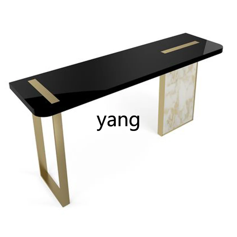 

Yjq Post-Modern Affordable Luxury Style Stainless Steel Entrance Corridor Living Room Simple Modern Marble Console Tables