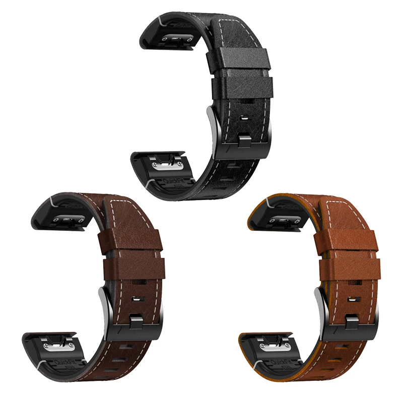 Leather Quickfit Band For Garmin MARQ Adventurer Aviator Captain Golfer Athlete Gen 2 Strap 22mm Watchband Fenix 7 6 Pro 5 Plus