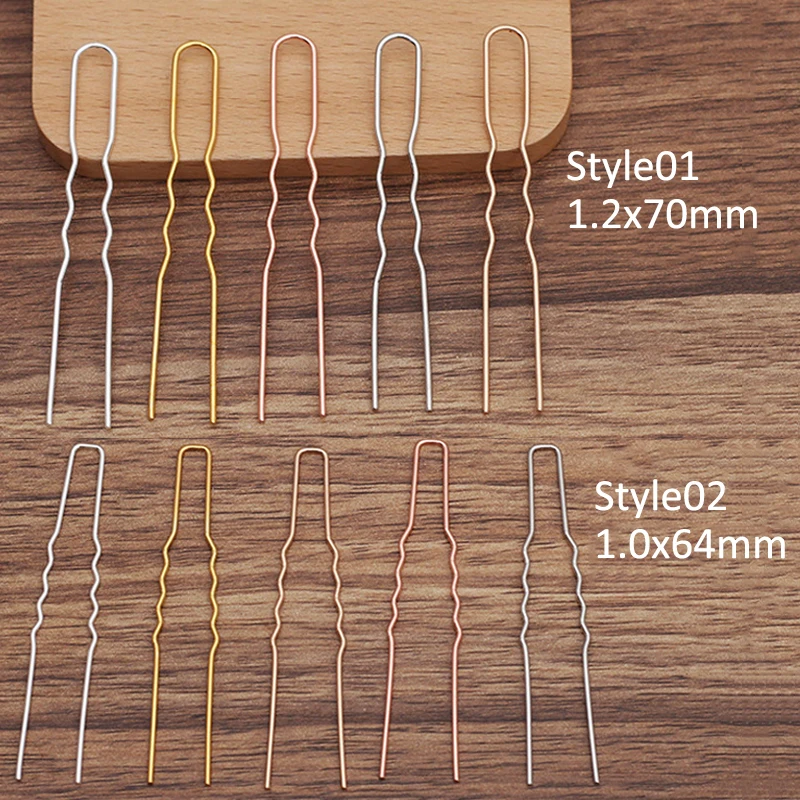 50pcs Hair Sticks U shape Hair Pins Needles Setting Accessories for Women Jewelry Bulk Head Jewelry Making DIY Wholesale