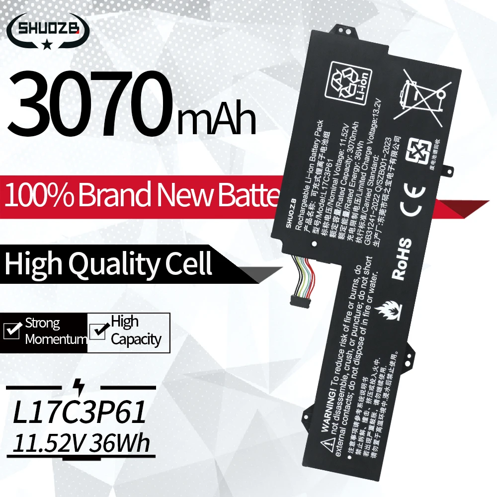 

Новый аккумулятор для ноутбука L17L3P61 L17C3P61 L17M3P61 для Lenovo IdeaPad 320S-13IKB Yoga 720-12IKB 330-11IGM Flex 6-11IGM 11,52 В 36WH