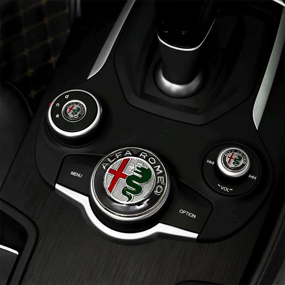 Pegatina Interior de coche de 40mm/etiqueta frontal decorativa emblema para Alfa Romeo Giulia Stelvio MiTo Giulietta Tonale ALFA 4C Volante