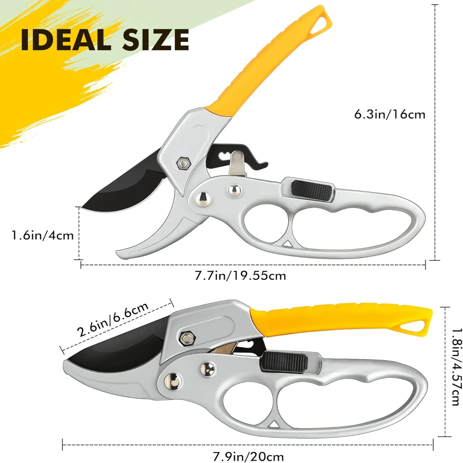 Ratchet Pruning Shears for Gardening - -5 Stainless Garden Shears Heavy Duty - Hand Pruners Small Garden Scissors for Tree Trimm