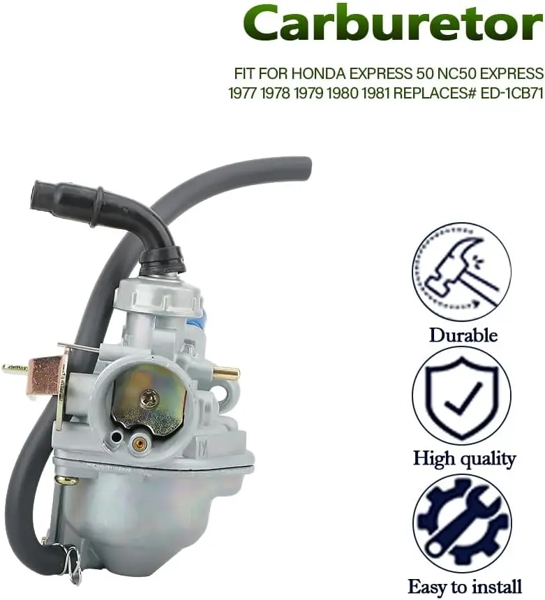 Carburador de 38 mm Compatible con Honda Express 50 NC50 Express 1977 1978 1979 1980 1981 Reemplaza #   ED-1CB71, HY17579