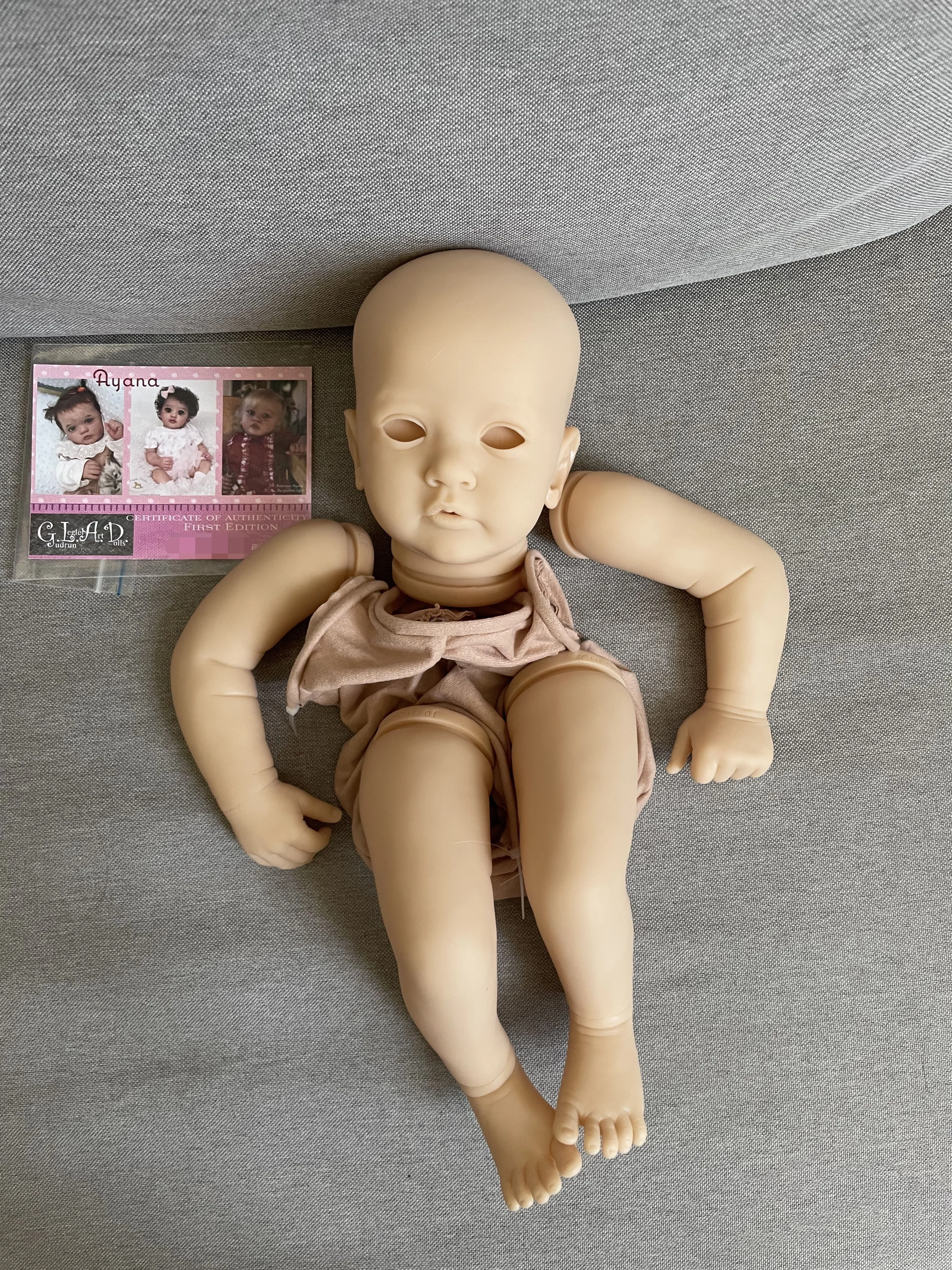 FBBD 24inch Reborn Baby Ayana By Gudrun Legler Unpainted Kits Soft Touch Lifelike With COA