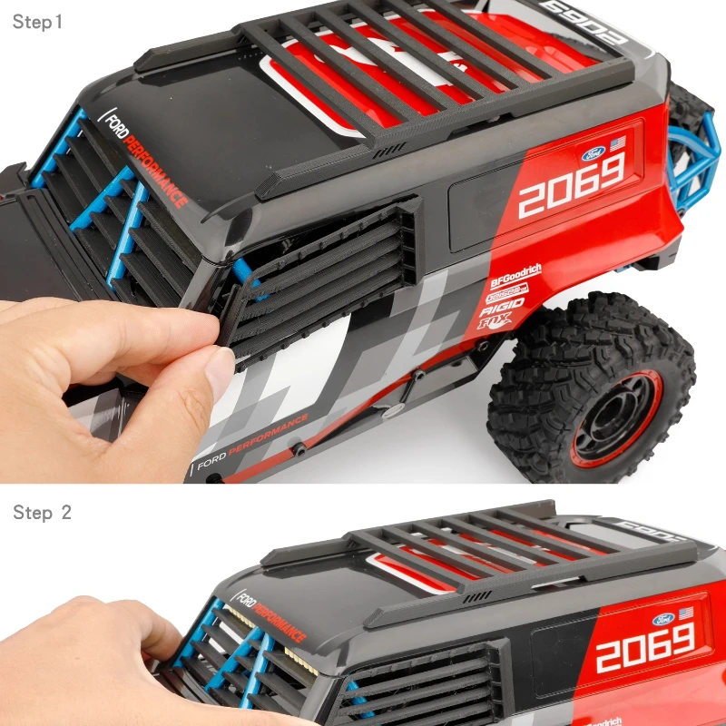 Support de toit modèle de Simulation, aile morte, fenêtre latérale avant, grille d'armure, abat-jour arrière pour voiture sur chenilles 1/12 RC H12P