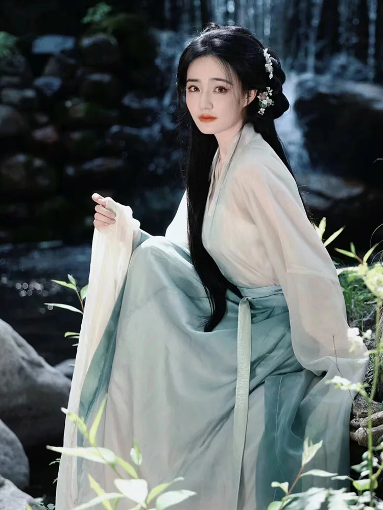 Hanfu ancient clothing female super fairy new daily wear dignified collar skirt classical dance dress