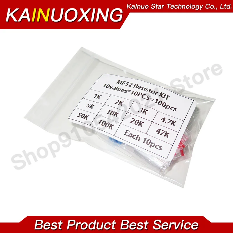 100 個 = 10 値 * 10 個 NTC サーミスタ抵抗器キット NTC-MF52AT 1K 2K 3K 4.7K 5K 10K 20K 47K 50K 100K +-5% 3950B
