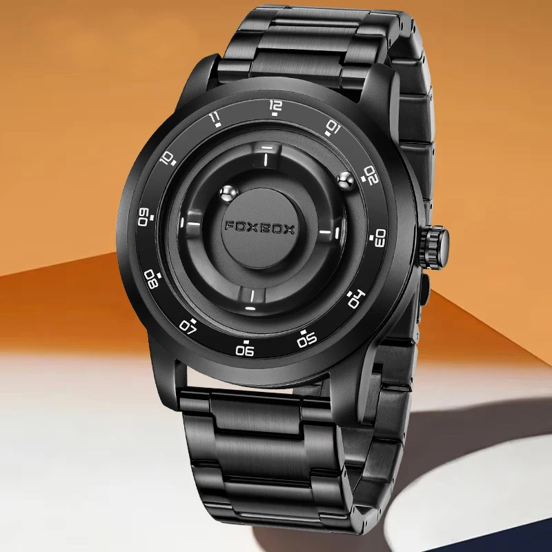 LIGE FOXBOX Fashion Man Magnetic Watch Unique Dial Business Stainless Casual Srolling Bead Waterproof Quartz Men's Watches Gifts - view 3