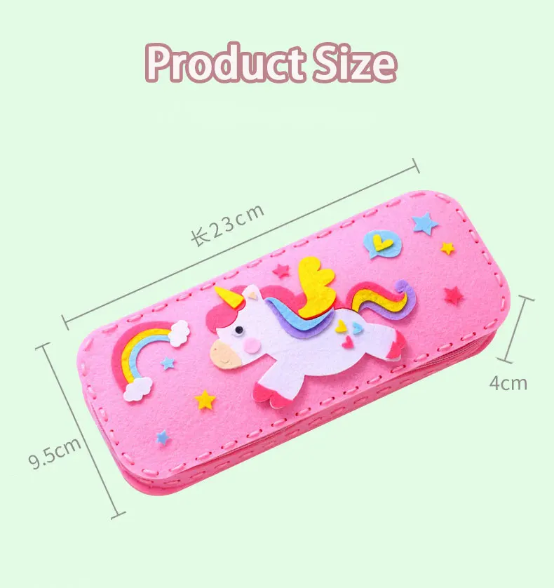 Nähen für Kinder, Schreibwaren-Tasche, handgefertigte Material-Sets, niedlicher Cartoon-Vliesstoff, Schnürung, Federmäppchen, Basteln für Kinder, Kleinkinder – Detail 7