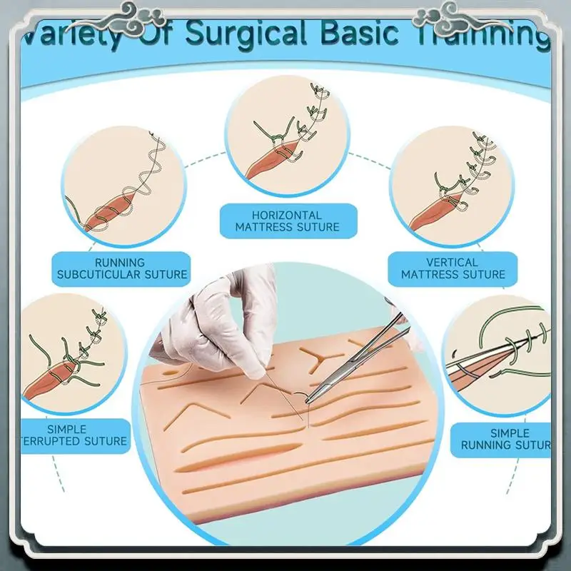 Premium Suture Practice Kit For Students -Durable Silicone Suturing Pad Suture Tools Practice Suture Threads And Needles