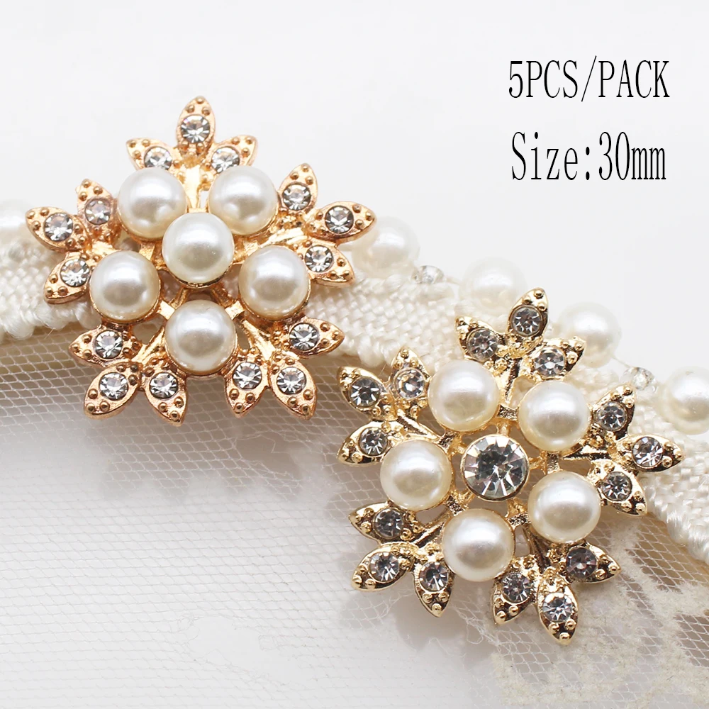 New Gold Metal Alloy Water Diamond Pearl Flat Bottom Button Creative Butterfly Decorative Jewelry DIY Clothing Jewelry Accessori