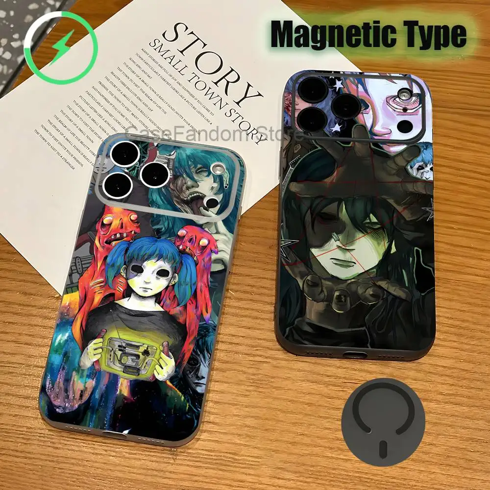 

Чехол S-Sally Face для iPhone 17, 16, 15, 14, 13, 12, 11, Pro, Max, Plus, прозрачный серый, с магнитной беспроводной зарядкой