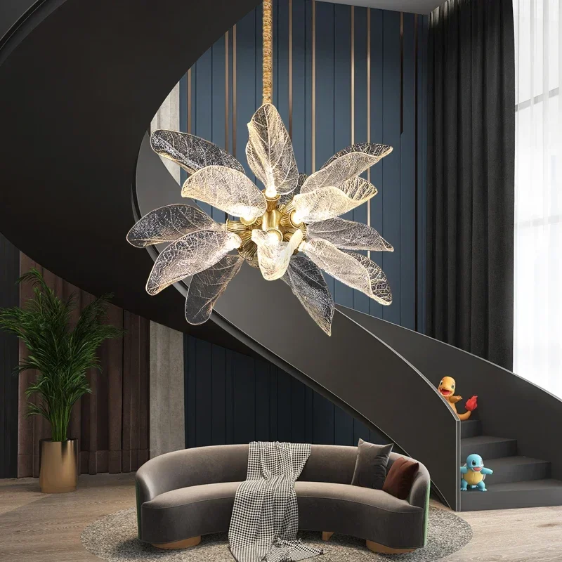 

Modern Creative Chandelier Leaf Petal Hanging Lamp Luxury Shop Villa Pendant Light for Home Living Room Restaurant Lusters Decor