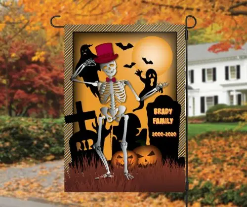Skeleton Graveyard Garden Flag, Personalized, Halloween Decoration, Fall, Autumn VVL YYX EEZ