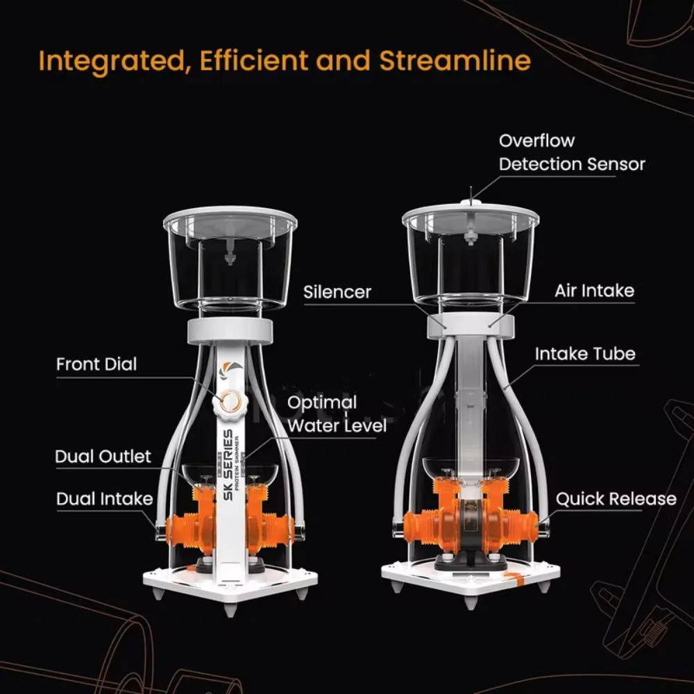 Jump MJ-SK200/SK400/SK800 مدخل مزدوج وعجلة إبرة مزدوجة تيار مستمر مقشدة بروتين حوض السمك لخزان الشعاب المرجانية البحرية للمياه المالحة