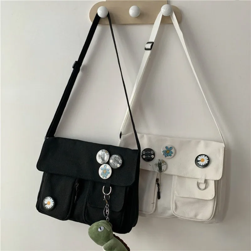 

Crossbody Bag Casual Version Youth Fashion Canvas Diagonal Ladies Large Capacity Shoulder Bags Solid Color Women Messenger Bags