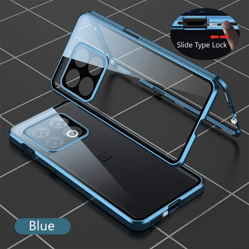 

360° Metal Frame Magnetic Phone Case For OnePlus Nord CE 4 Lite CE4 Double Sides Tempered Glass Snap Lock Phone Shell Cover