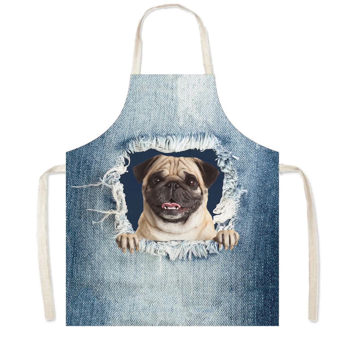 Funny Cowboy Cat Dog Head Cooking Aprons Kitten Puppy Women Pinafore Household Cleaning Clothing Chef Waiter Kitchen Aprons