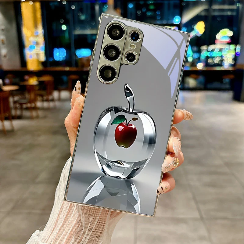 Crystal Fruit Art Silver Phone Case For Samsung A30s/A31/A32/A34/A36/A37/A50/A51/A52/A53/A54/A55/A56/A57/A71/A72/A73 Glass Cover