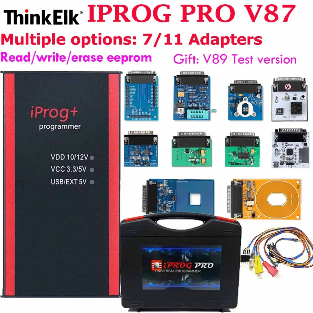 2026 Iprog Pro Full V89  iprog pro programmer Read/write/erase eeprom with 7/11 Adapters Key Programmer Update to v89 Version