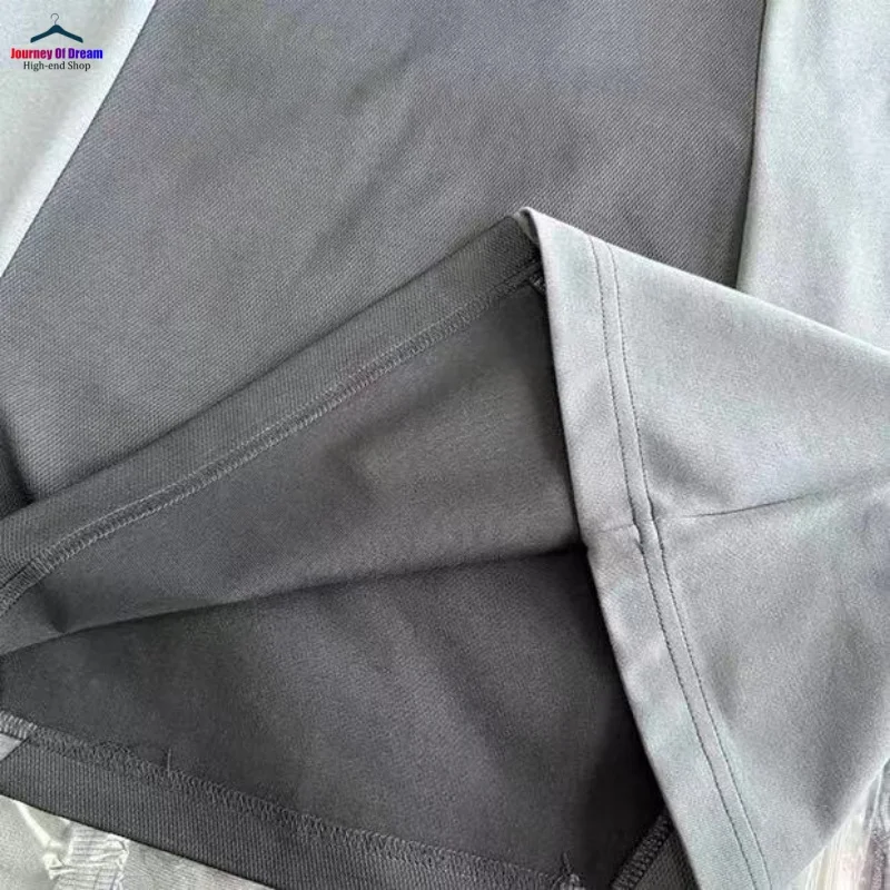 25SS Men's Women's Fashion Drop Shoulder Patchwork Versatile High-end TEE Streetwear Summer Loose-fitting Short-sleeved T-shirt