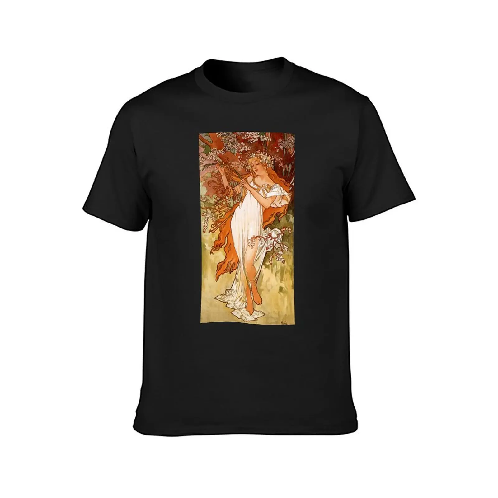 Vintage Alphonse Mucha - Spring 1896 Art Nouveau T-Shirt oversizeds animal prinfor boys Men's t-shirts