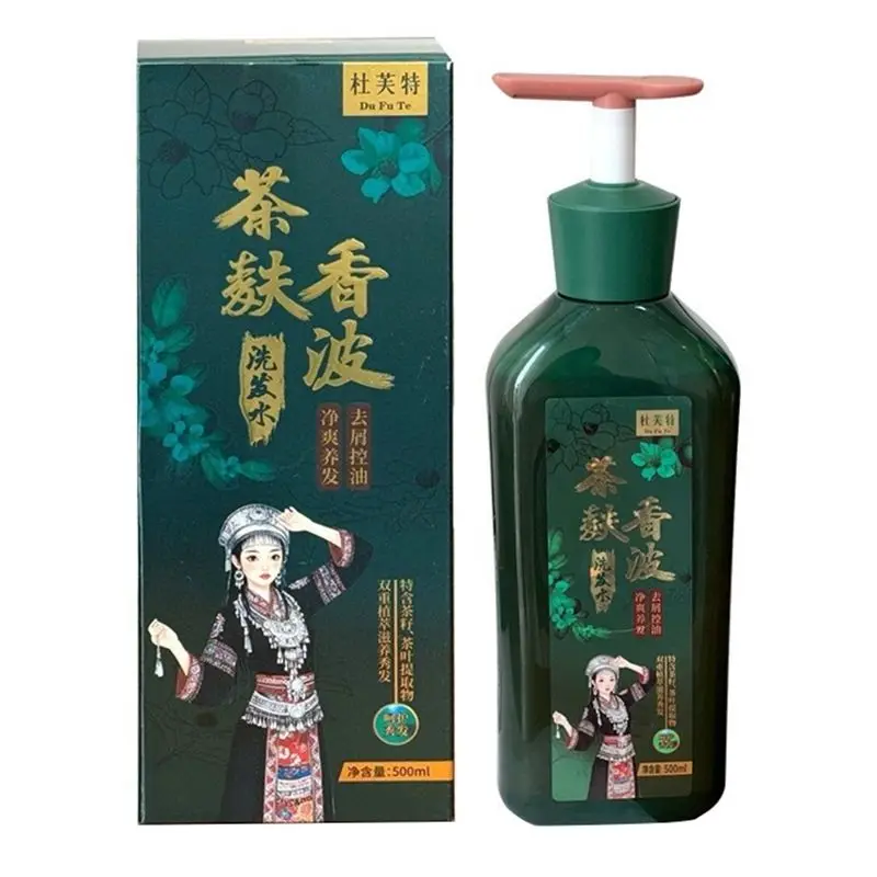 Tea Seed Herbal Infusion Shampoo, Botanical Paste Anti-Dandruff, Sulfate Free Oil Control & Volume, Nourishes Hair