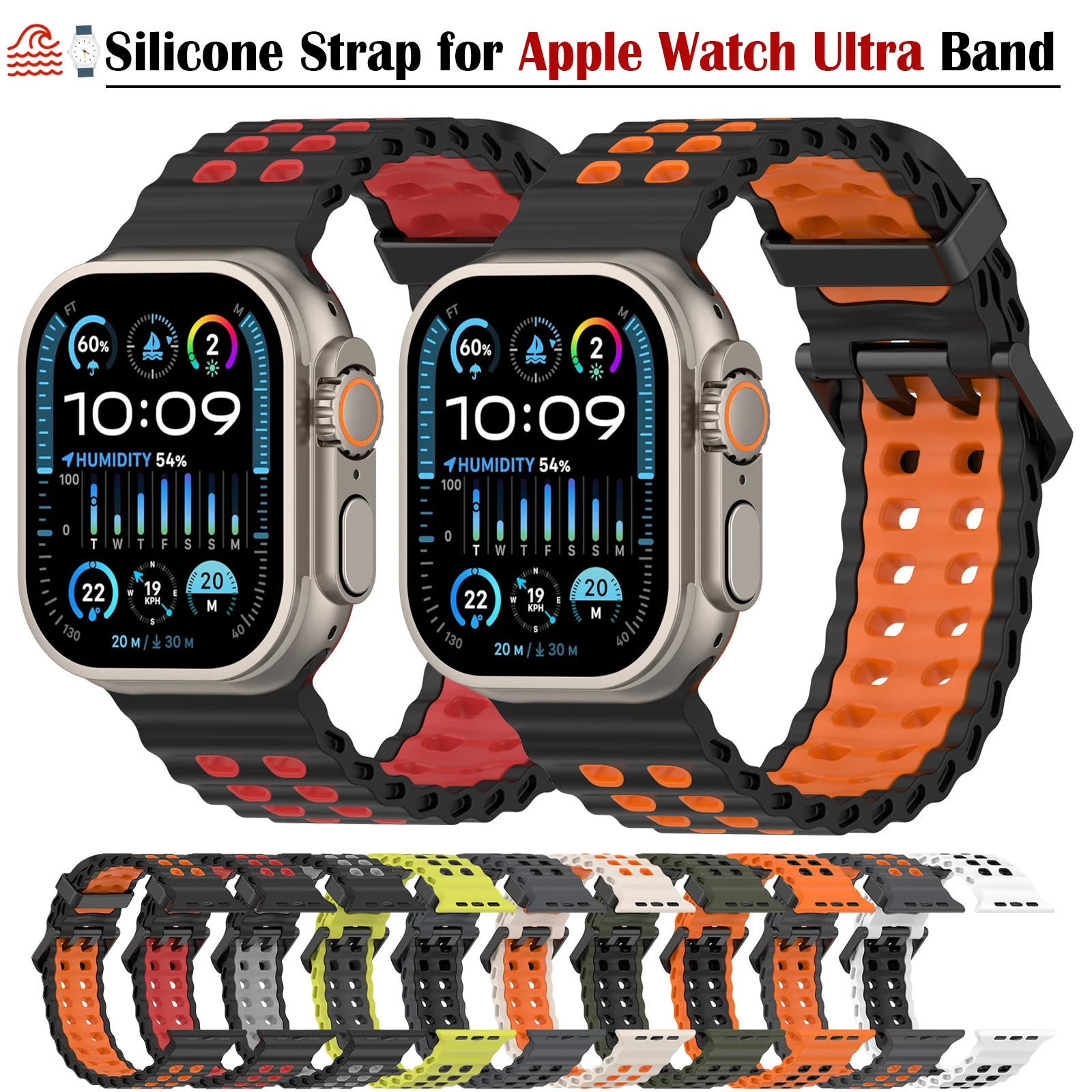 Ocean Silikonarmband für Apple Watch Band Ultra 2 49 mm Serie 11 10 46 mm Sport Bequemes Band IWatch 9 8 7 6 5 4 SE3 Armband