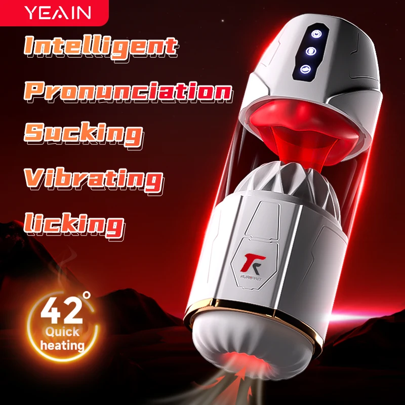 Men Automatic Masturbation Cup Adult Sex Toy Licking Sucking Vibrating Penis Trainer Heated Masturbator for Male Anal Sexmachine