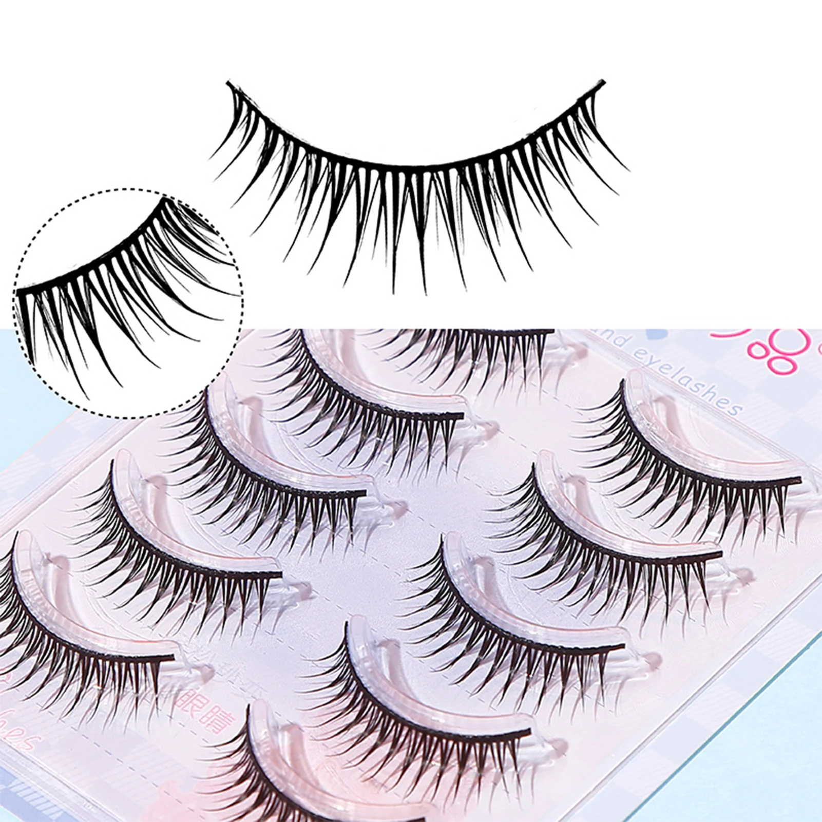 ขนตาปลอมสไตล์มังงะเกาหลี 5 คู่ ความยาว 8-10 มม. งอนสวยเป็นธรรมชาติ หนา งอนเด้ง สำหรับแต่งหน้าคอสเพลย์