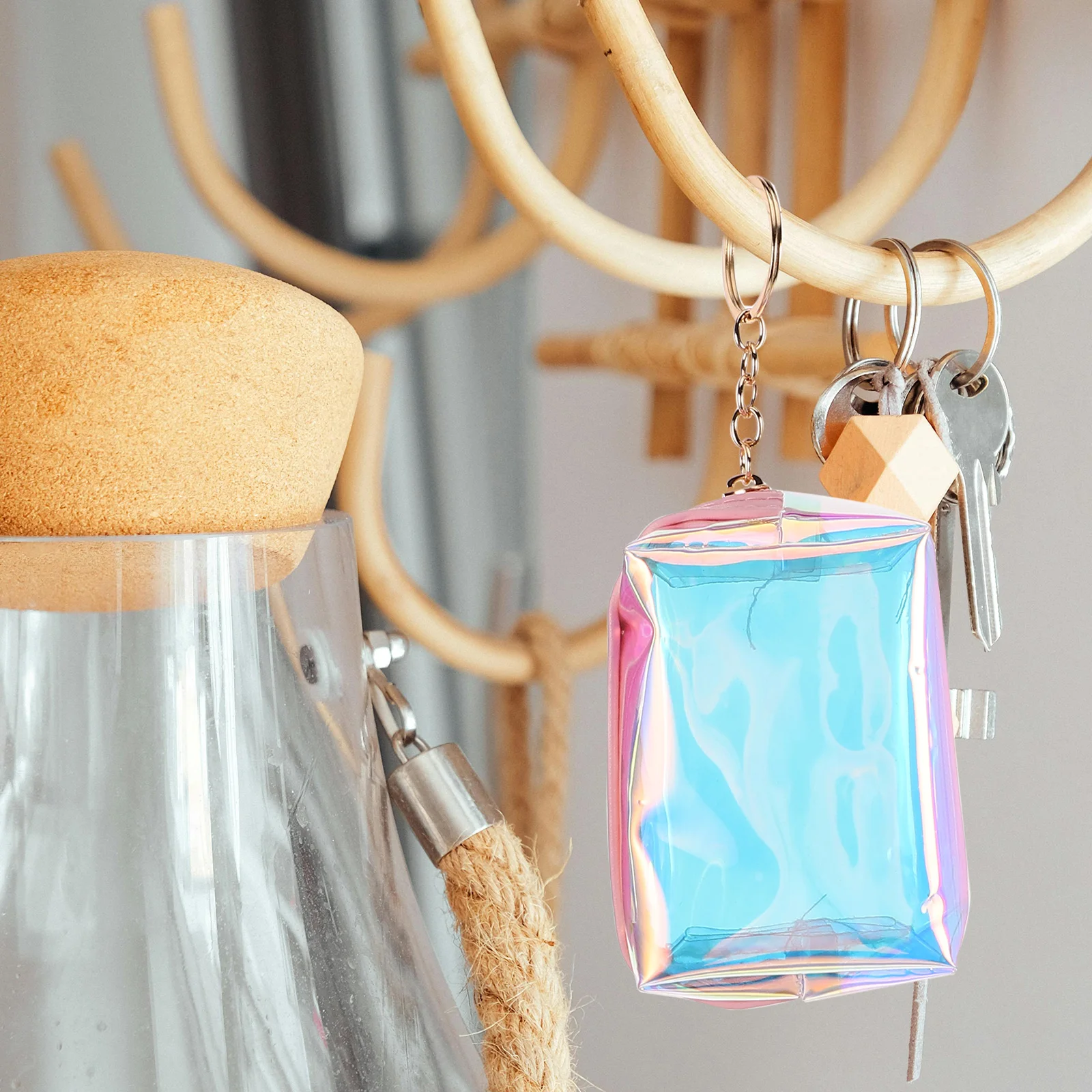 4 قطعة سلسلة مفاتيح صغيرة للعملات المعدنية لمحفظة صغيرة شفافة قزحي الألوان وسحاب الحقيبة المحمولة تغيير المحفظة خفيفة الوزن #1