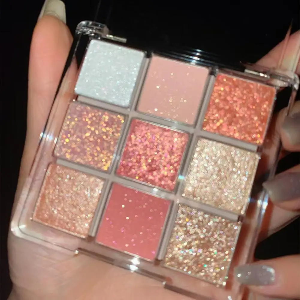 9-Color Eyeshadow Palette, Glitter Matte & Shimmer Finish, Soft Milk Tea , Warm Nude Compact & Easy for Student Makeup Palette