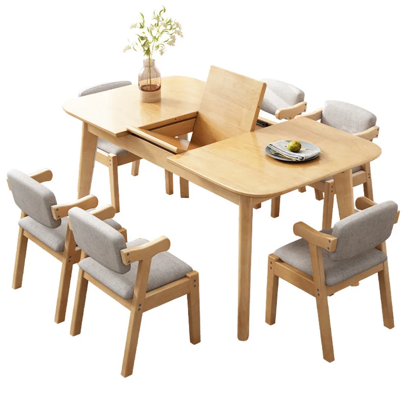 

Pull table dining table Solid wood simple pull-out dining table Household small apartment rectangular
