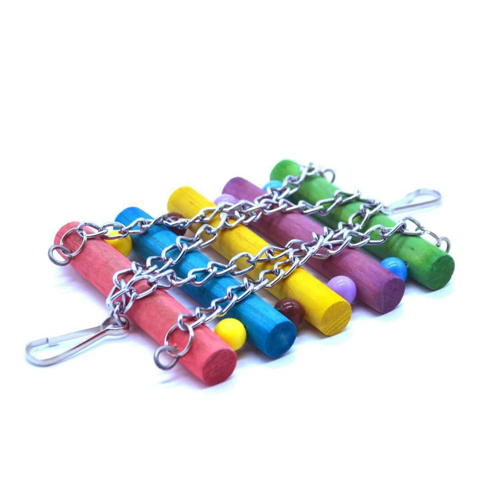 

2Pcs Wooden Swing Hanging Bridge Bird Toys Durable Safe Bamboo Suet Cakes Parrot Educational Fun Balance Exercise